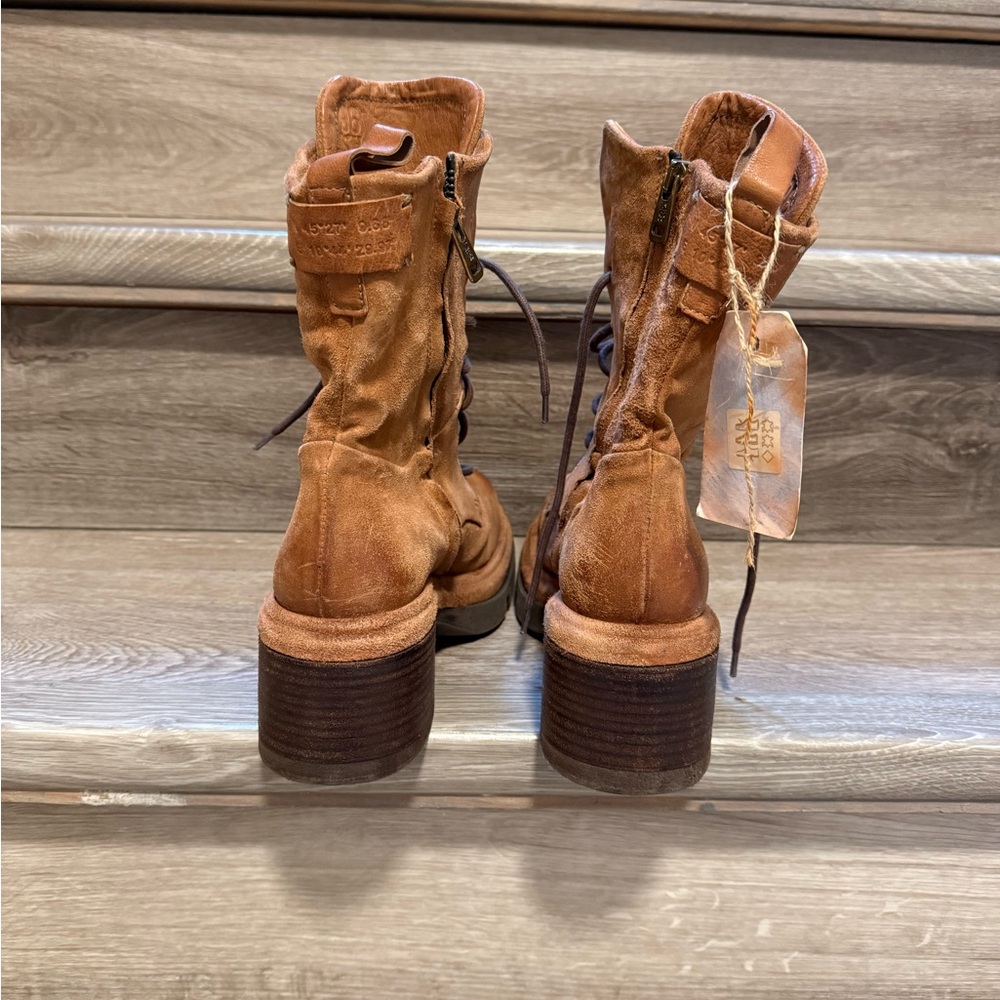 A.S.98 Women's Brown Combat Boots - Picture 2 of 5
